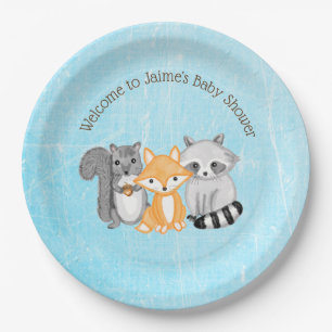 Woodland Creatures Boy's Baby Shower Pappteller