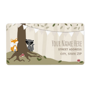 Woodland Créatures Étiquette Baby shower neutre