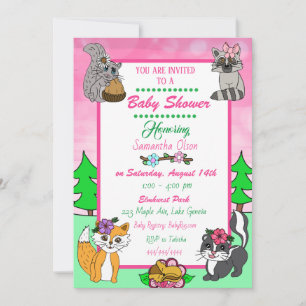 Woodland Creatures Forest Animals Baby Shower Einladung