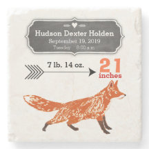 Woodland Creatures Fox Baby Stats Keepake halten