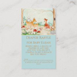 Woodland Creatures Fox Deer Diaper Raffles Boy Bab Visitenkarte