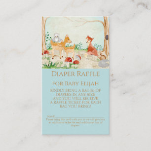 Woodland Creatures Fox Deer Diaper Raffles Boy Bab Visitenkarte