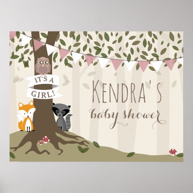 Woodland Creatures Girl Baby Shoster Poster (Vorne)