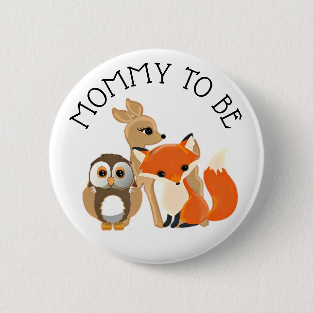 Woodland Creatures Mama to be Baby Showbutton Button (Vorderseite)