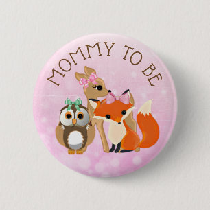 Woodland Creatures Mama to be Baby Showbutton Button