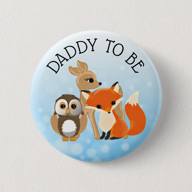 Woodland Creatures Vater to be Baby Showbutton Button (Vorderseite)