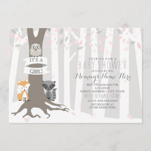 Woodland Creatures Winter Baby Dusche - Mädchen Einladung