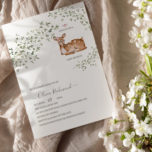 Woodland Deer Baby Dusche Einladung (Von Creator hochgeladen)