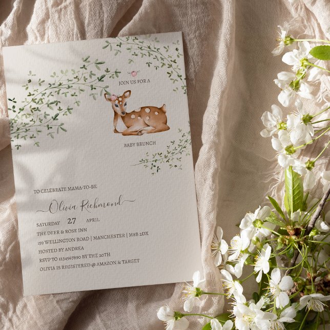 Woodland Deer Baby Dusche Einladung (Von Creator hochgeladen)