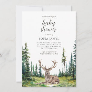 Woodland Deer Baby Dusche Einladung