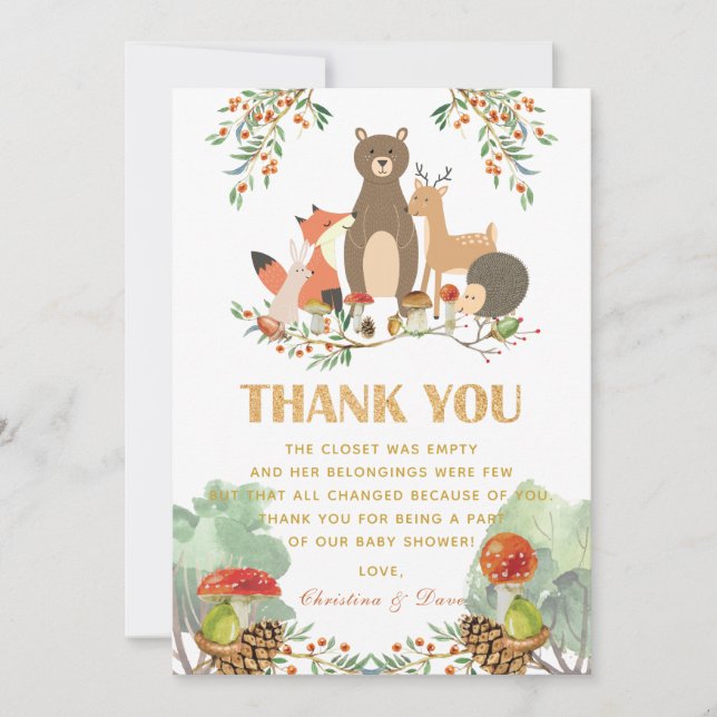 Woodland Deer Baby Dusche Geburtstag Danke Karte (Vorderseite)
