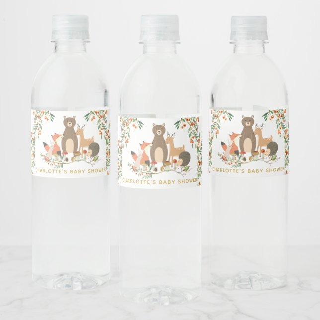 Woodland Deer Baby Dusche Gefallen Wasser (Flaschen)