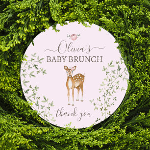 Woodland Deer Baby Dusche Runder Aufkleber