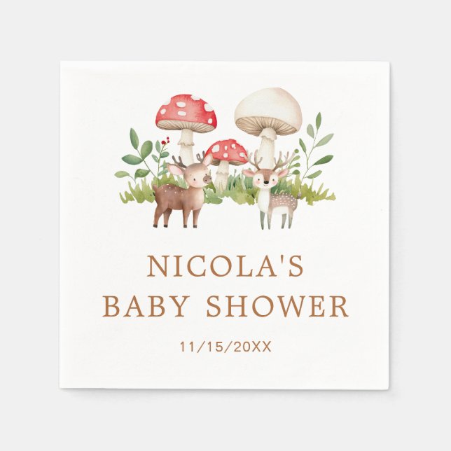 Woodland Deer Baby Dusche Serviette (Vorderseite)