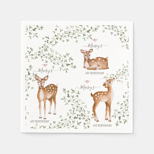 Woodland Deer Baby Dusche Serviette (Vorderseite)