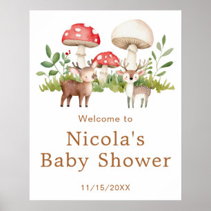 Woodland Deer Baby Dusche Willkommenspender Poster