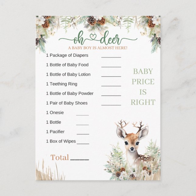 Woodland Deer Baby Shooter Boy Game Postkarte (Vorderseite)
