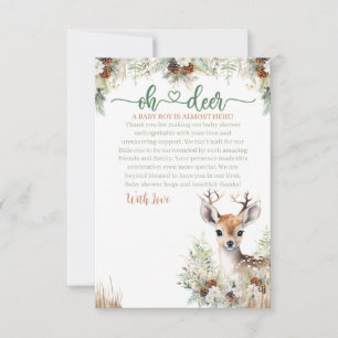 Woodland Deer Baby Shower Boy Dankeskarte