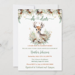 Woodland Deer Baby Shower Boy Einladung