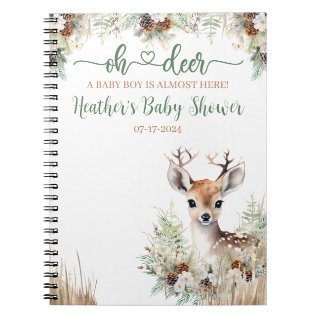 Woodland Deer Baby Shower Boy Notizblock (Vorderseite)