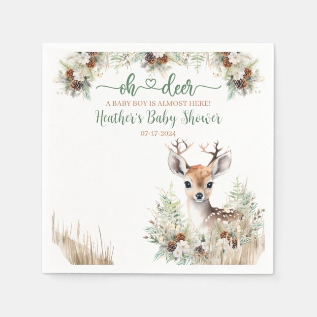 Woodland Deer Baby Shower Boy Serviette (Vorderseite)