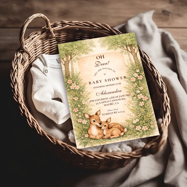 Woodland Deer Baby Shower Einladung (Von Creator hochgeladen)