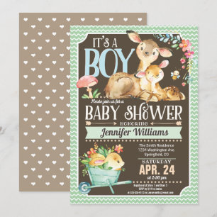 Woodland Deer Baby Shower Einladung Junge