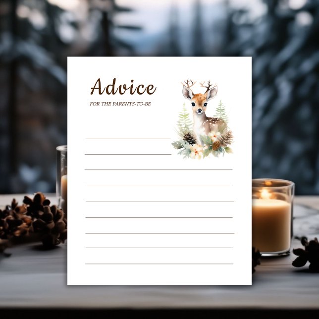 Woodland Deer Baby Shower Game Ratschläge für Elte (Winter Deer Baby Shower Game Advice For Parents)