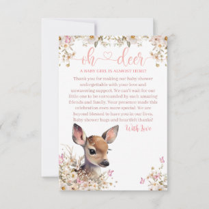 Woodland Deer Baby Shower Girl Dankeskarte