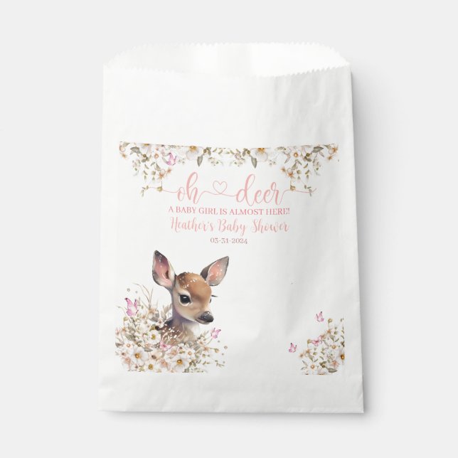 Woodland Deer Baby Shower Girl Geschenktütchen (Vorderseite)