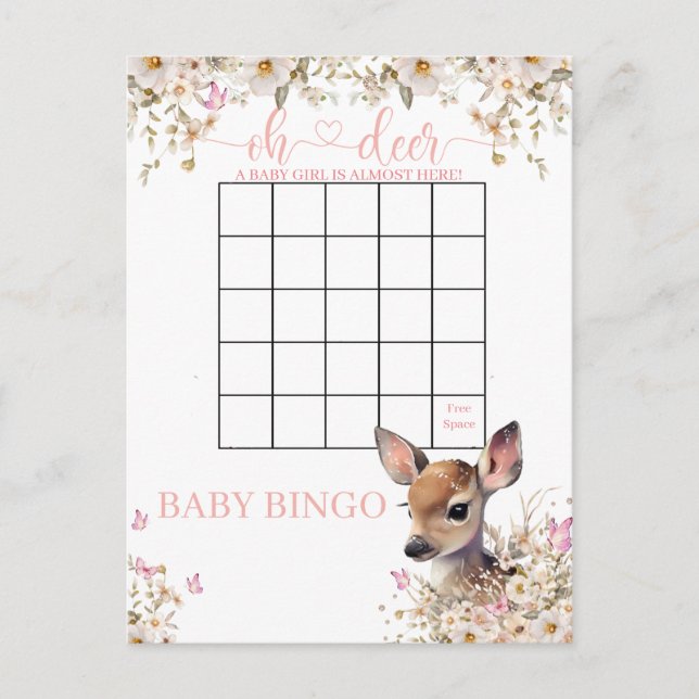 Woodland Deer Baby Showspiel Postkarte (Vorderseite)