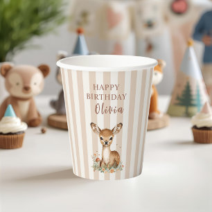 Woodland Deer Birthday Rustikale Waldtiere Pappbecher