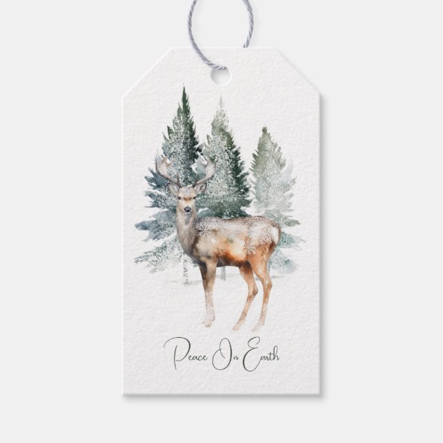 Woodland Deer Christmas Geschenkanhänger (Vorderseite)
