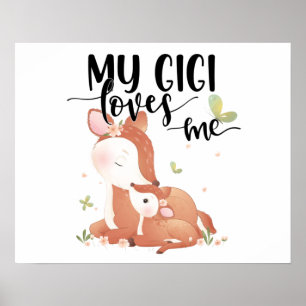 Woodland Deer Doe and Baby Fawn My Gigi Lieben Poster