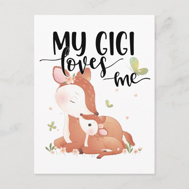 Woodland Deer Doe and Baby Fawn My Gigi Lieben Postkarte (Vorderseite)