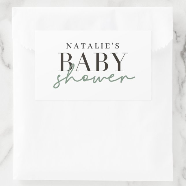 Woodland deer eucalyptus moderne Babydusche envelo Rechteckiger Aufkleber (Tasche)