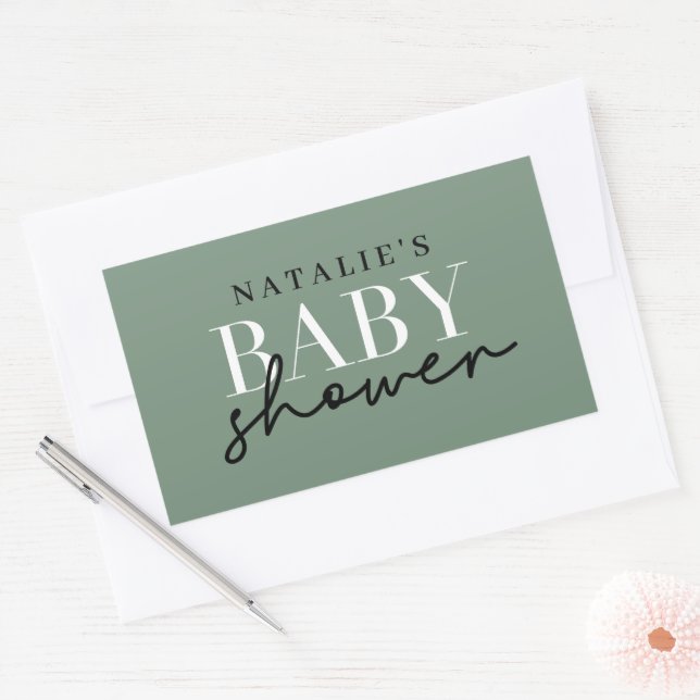 Woodland deer eucalyptus moderne Babydusche envelo Rechteckiger Aufkleber (Umschlag)