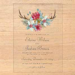 Woodland Deer Floral Antler Winter Wedding Acryleinladungen