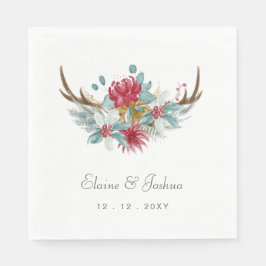 Woodland Deer Floral Antler Winter Wedding Serviette