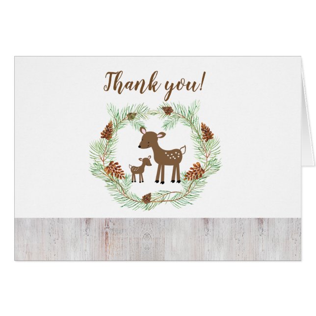 Woodland Deer Forest Baby Dusche Vielen Dank (Vorderseite (Horizontal))