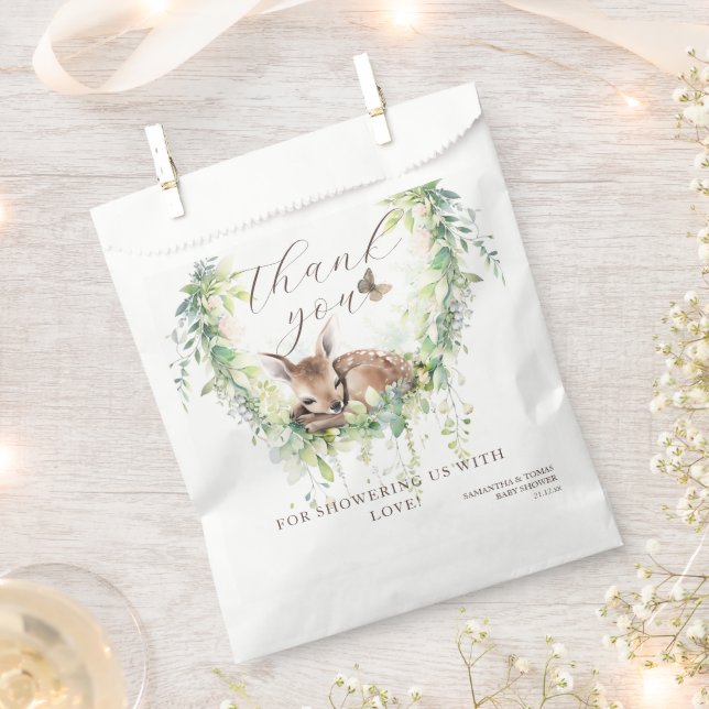 Woodland Deer Forest Greenery Baby Boy Shower Geschenktütchen (Ausgeschnitten)