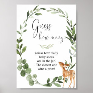 Woodland Deer Guess wie viele Babydusche Poster