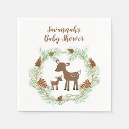 Woodland Deer Pine Cone Forest Kinderdusche Napkin Serviette