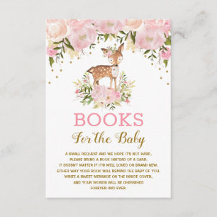 Woodland Deer Pink Gold Floral Books for Baby Begleitkarte
