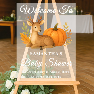 Woodland Deer & Pumpkin Fall Babydusche Willkommen Acrylschild