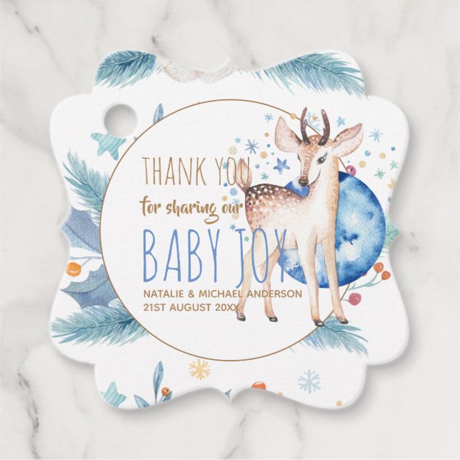 Woodland Deer Twinkle Star Danke Baby Dusche Geschenkanhänger (Vorderseite)