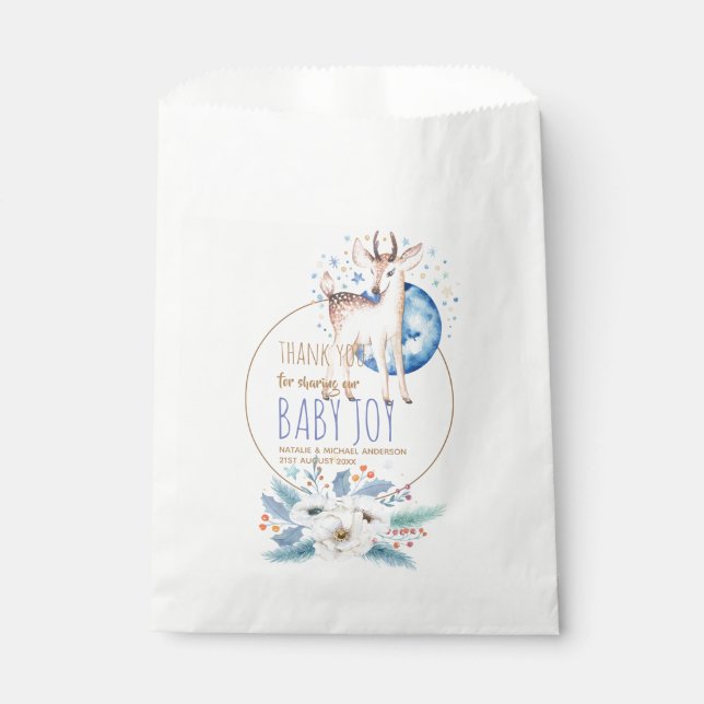 Woodland Deer Twinkle Star Danke Baby Dusche Geschenktütchen (Vorderseite)
