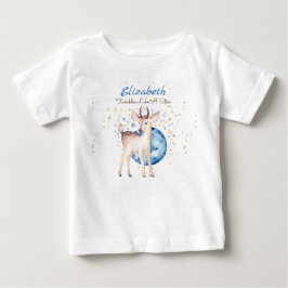 Woodland Deer Twinkle Stars Baby NAME Geschenk Blu Baby T-shirt