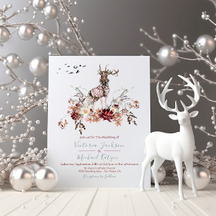 Woodland Deer Watercolor Winter Wedding Einladung