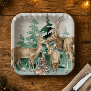 Woodland Dei Christmas Celebration Paper Plate Pappteller